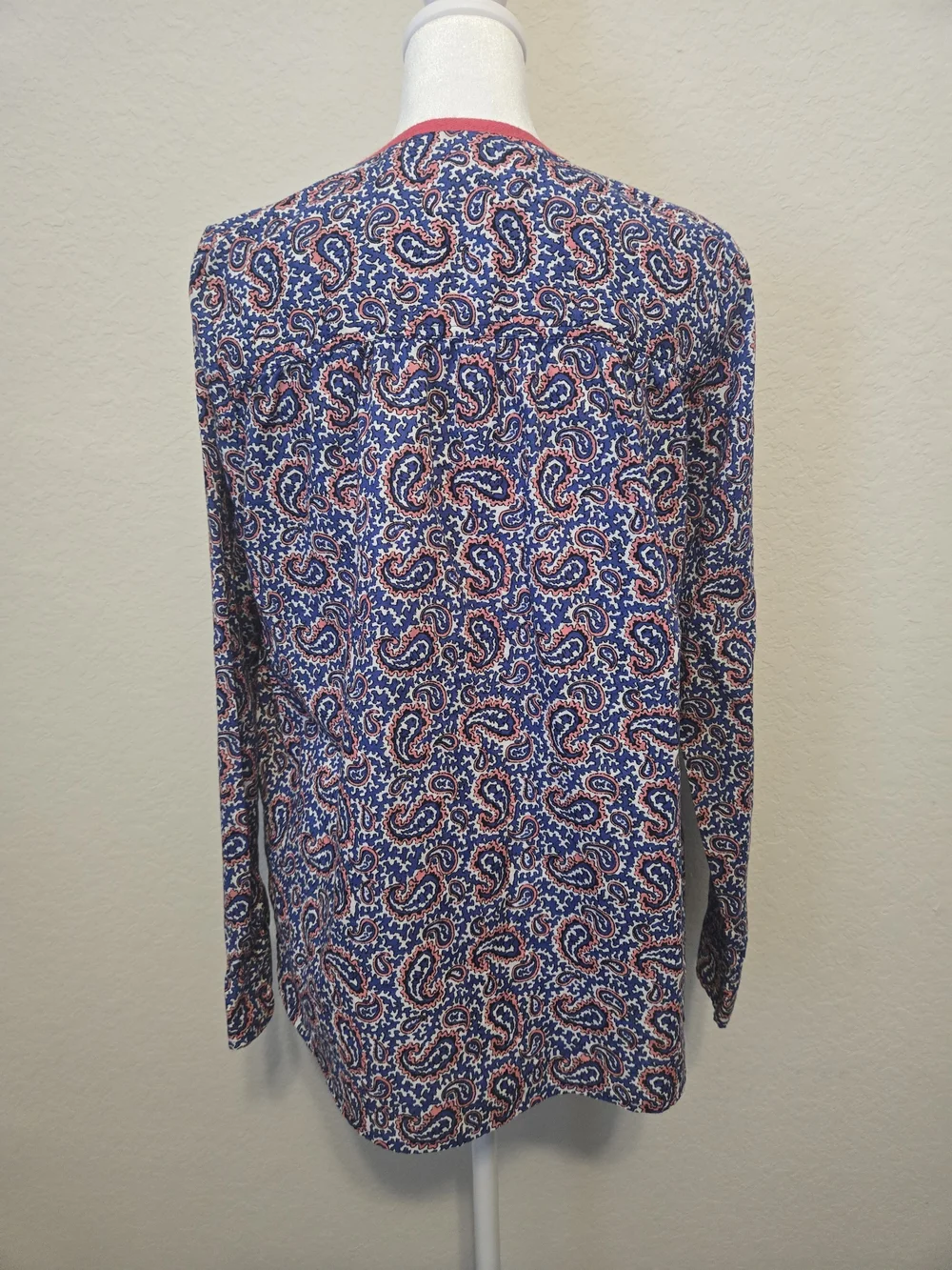 J. Crew Blue and Pink Paisley Long Sleeve Tee